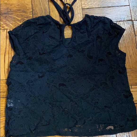 Material girl black laced crop short sleeve top - Picture 4 of 6